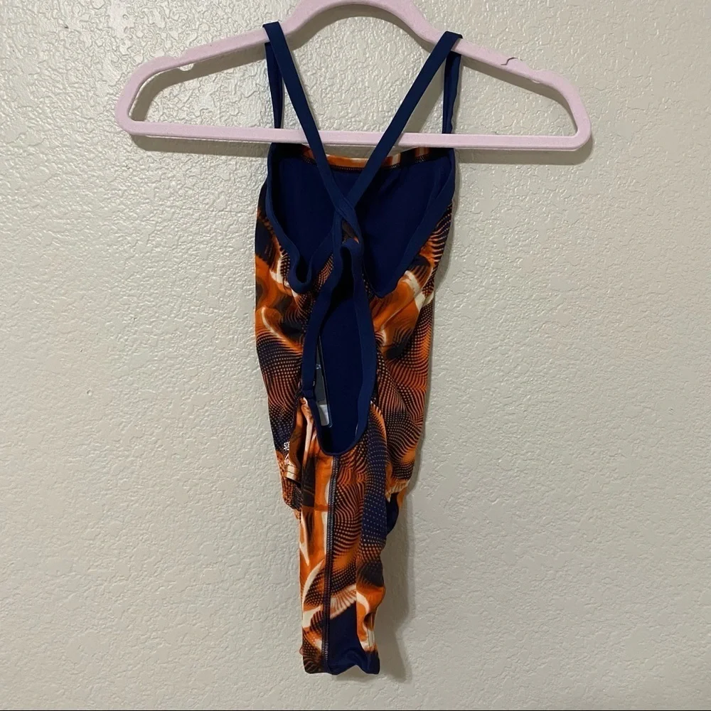 Speedo Endurance+ Navy Orange Swim Suit